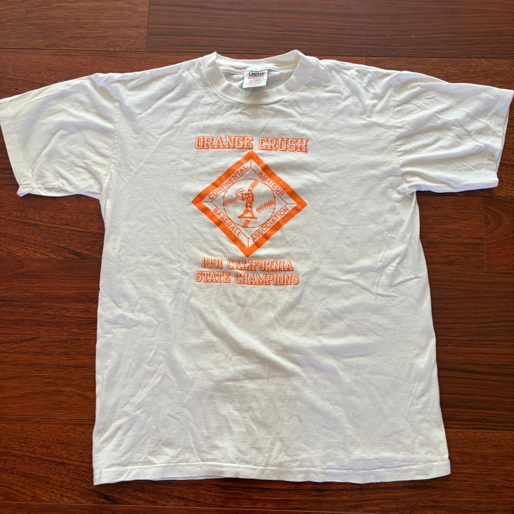 Vintage 1991 Orange Crush Baseball T Shirt XL Single Stitch California Champion